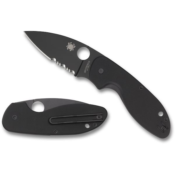 Spyderco 2024 Spyderco Efficient G-10 Black Black Blade Serrated SPY-C216GPSBBK - main